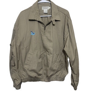 VTG 90s Banana Republic Jacket Mens L Khaki Twill Bomber Full Zip Safari travel